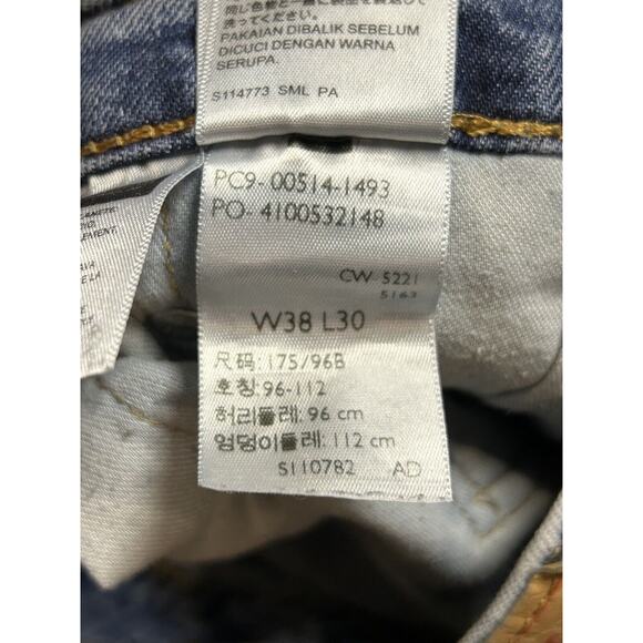 Levis 514 Jeans Mens Size 38x30 Blue Light Wash Denim Straight Leg Slim Fit - Picture 6 of 8